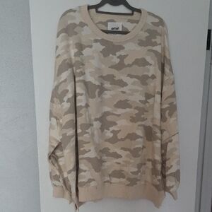 Aerie Women's Beige Camo Crewneck Sweater